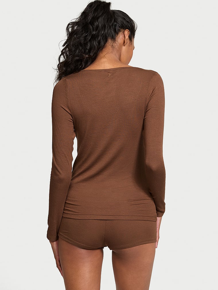 Victoria's Secret Ribbed Modal Scoop Long-Sleeve Shortie Set