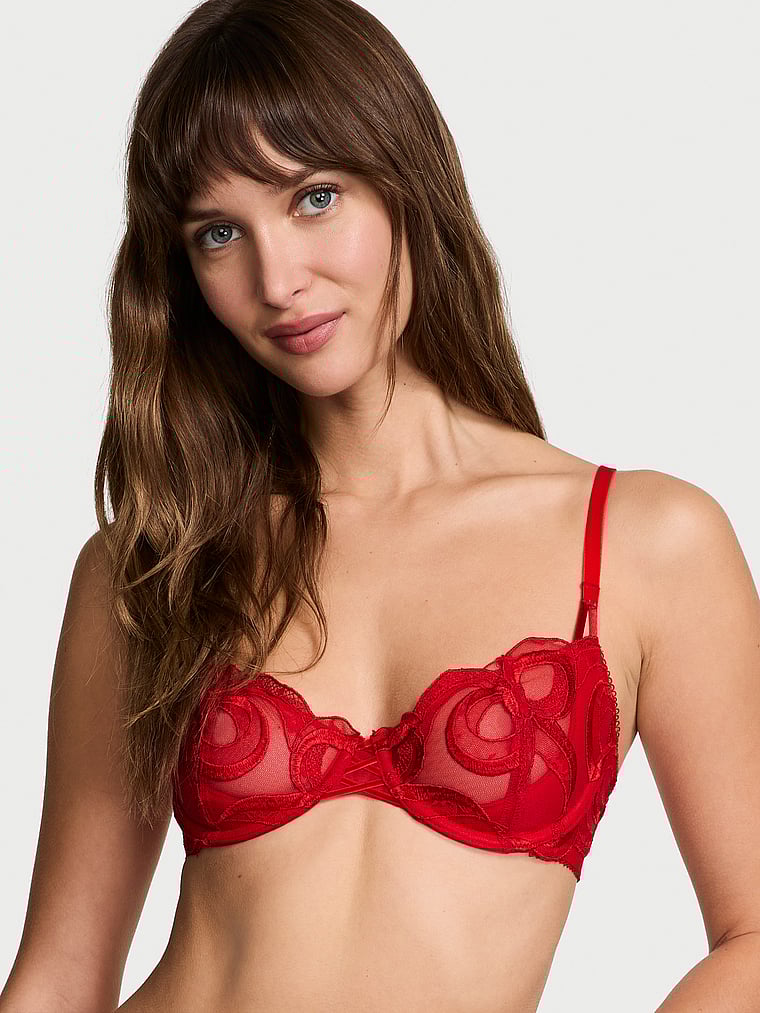 Dream Angels Wicked Tied-with-a-Bow Embroidery Unlined Balconette Bra Embroidery