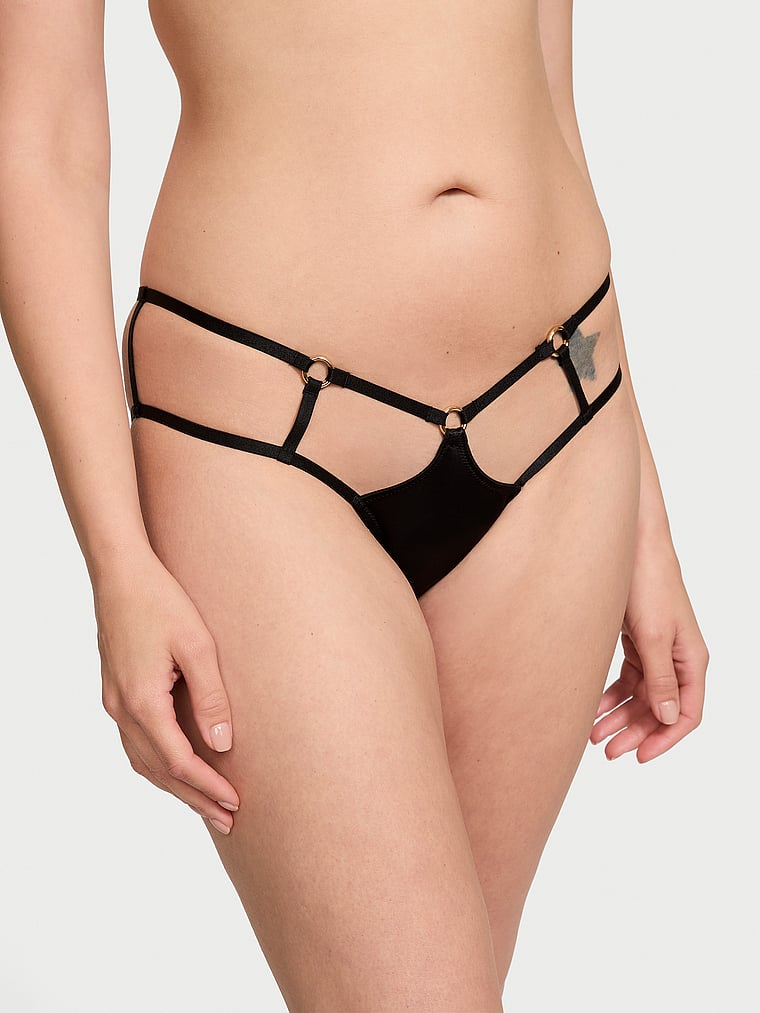 Very Sexy Strappy Hardware High-Leg Cheeky Panty Hardware