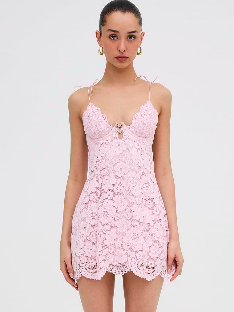 For Love & Lemons Creamsicle Lace Slip Dress