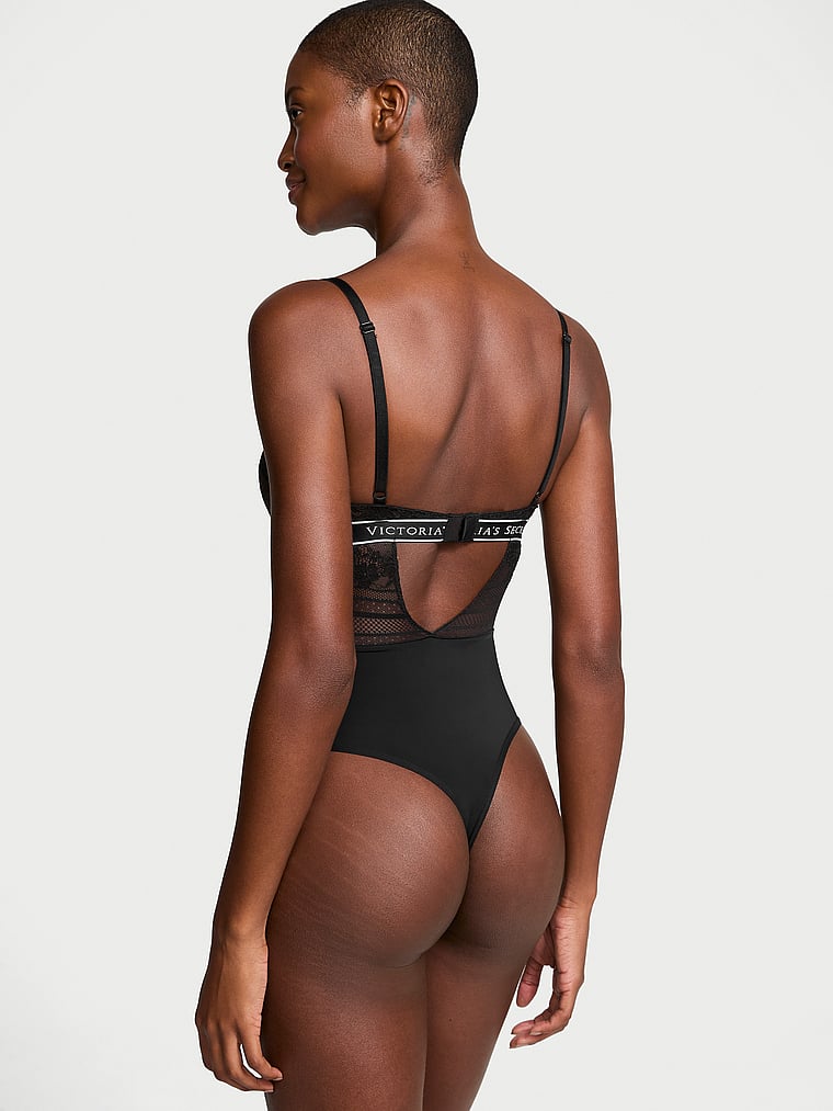 Victoria's Secret Lacie Striped Floral Underwire Bodysuit