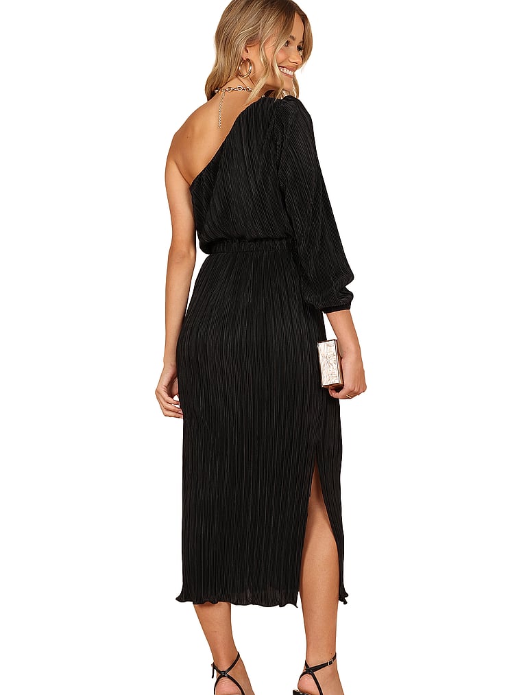 Petal & Pup Ponte One Shoulder Pleated Midi Dress