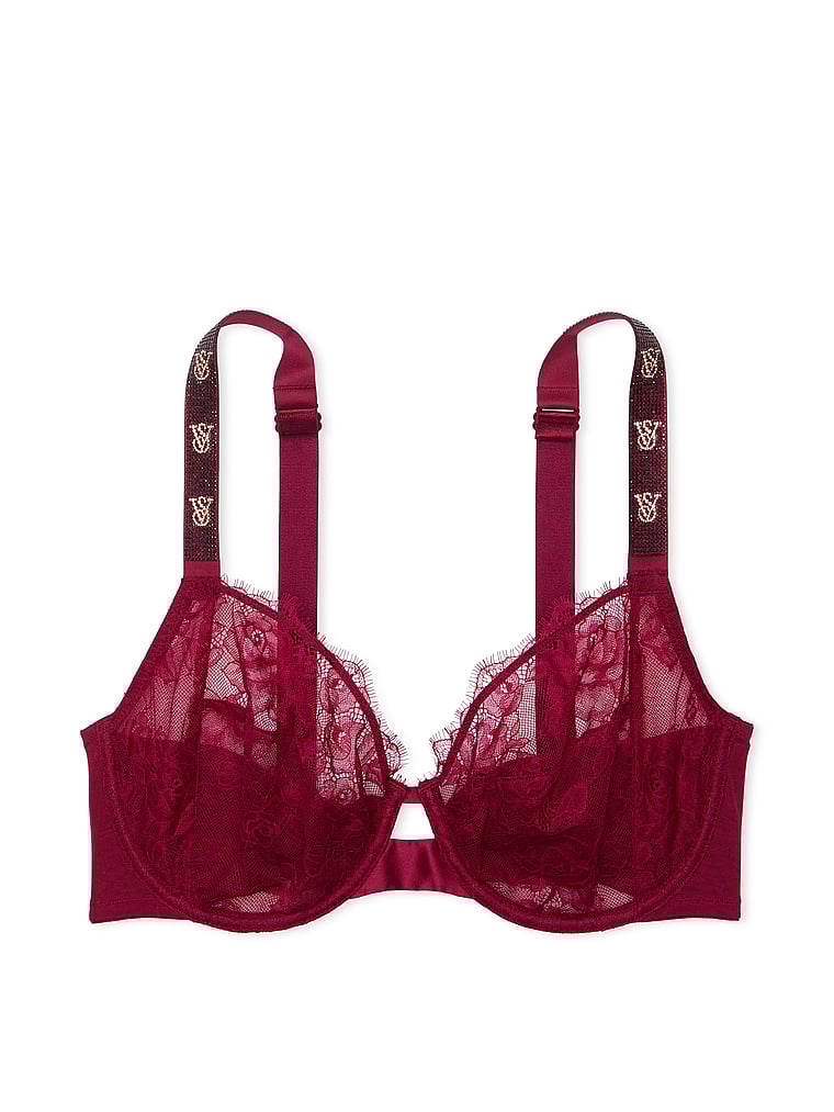 Very Sexy The Fabulous by Victoria's Secret Unlined Shine Strap Rose Lace Full-Cup Bra Lace