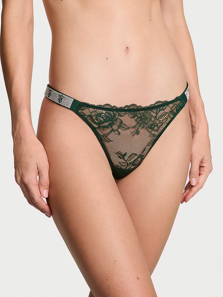 Very Sexy Shine Strap Rose Lace Thong Panty Lace