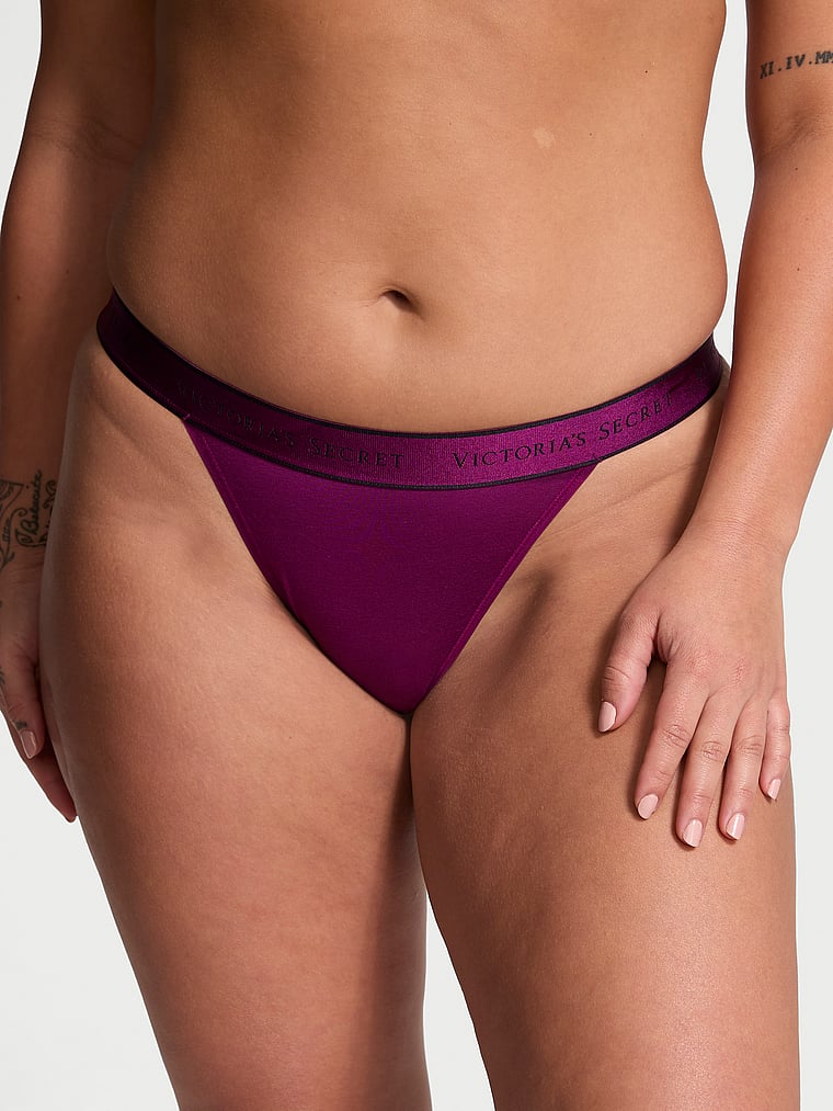 Cotton Logo Cotton Tanga Panty Smooth