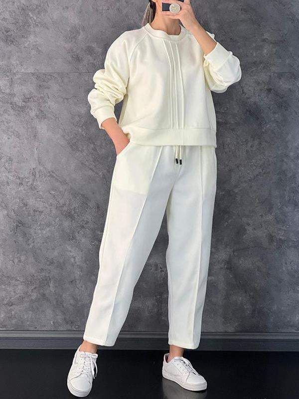 Women's Casual Long Sleeve Sweatshirt Solid Color Suit