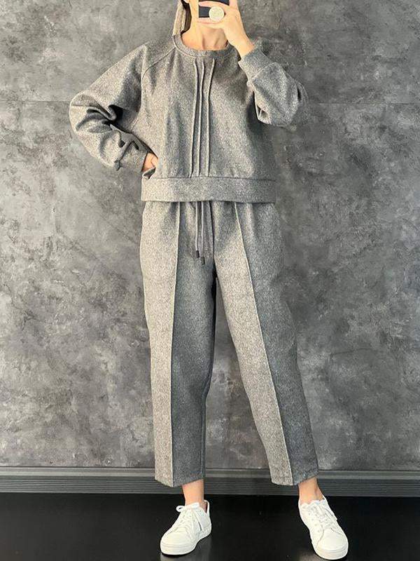 Women's Casual Long Sleeve Sweatshirt Solid Color Suit