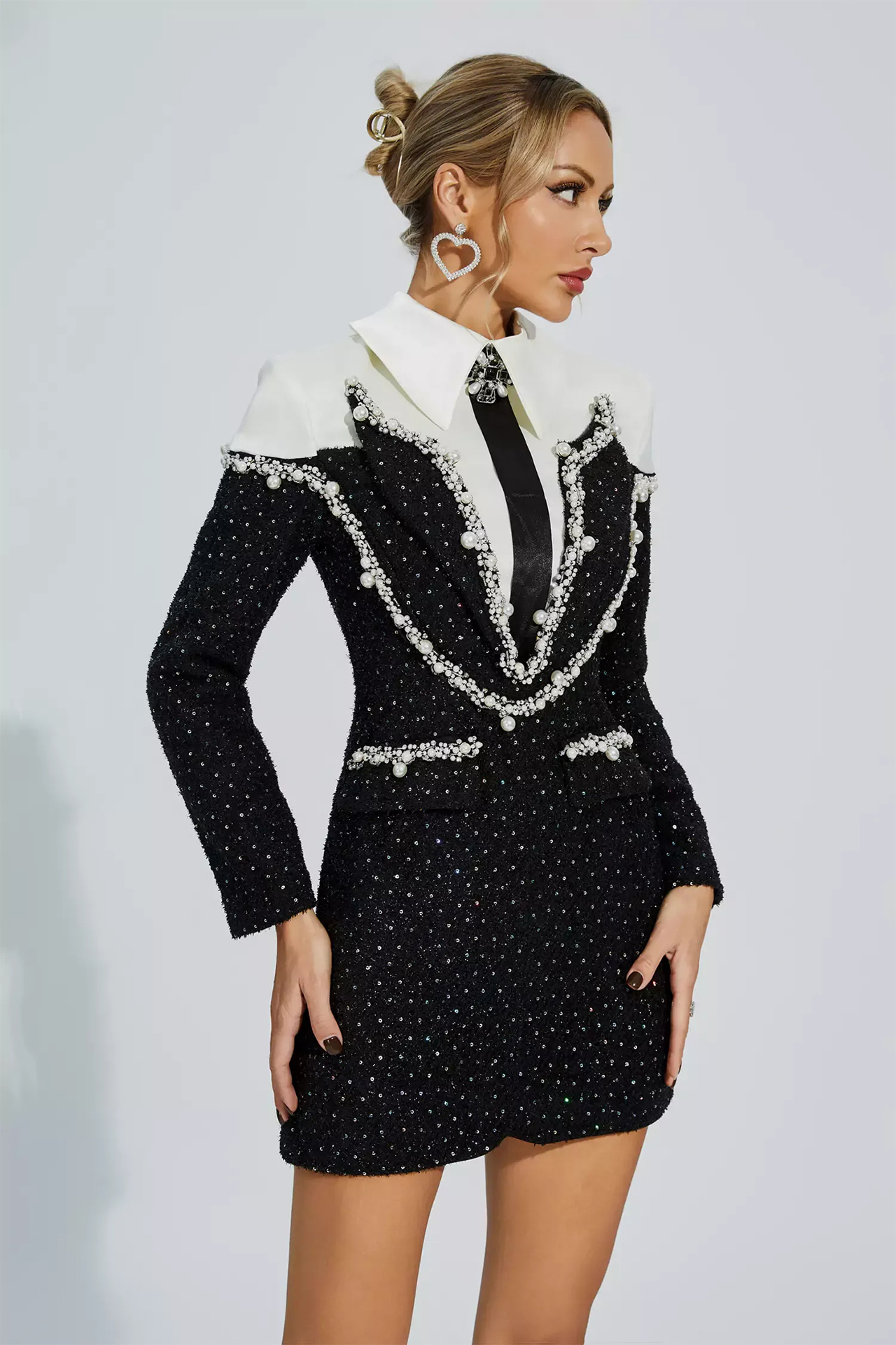 Leandra Diamond Mini Dress In Black