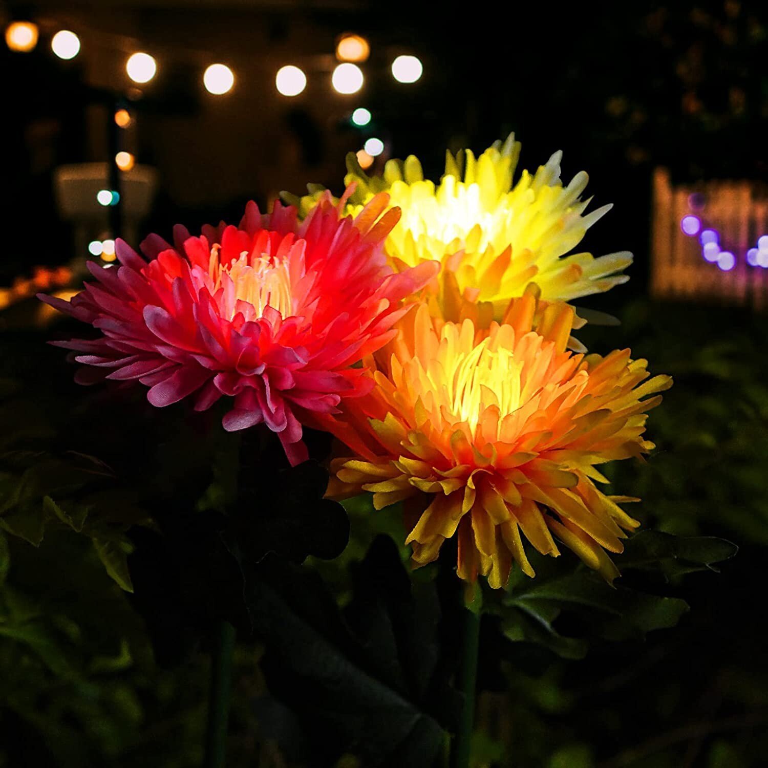 LED de estaca de jardín solar de crisantemo de 30