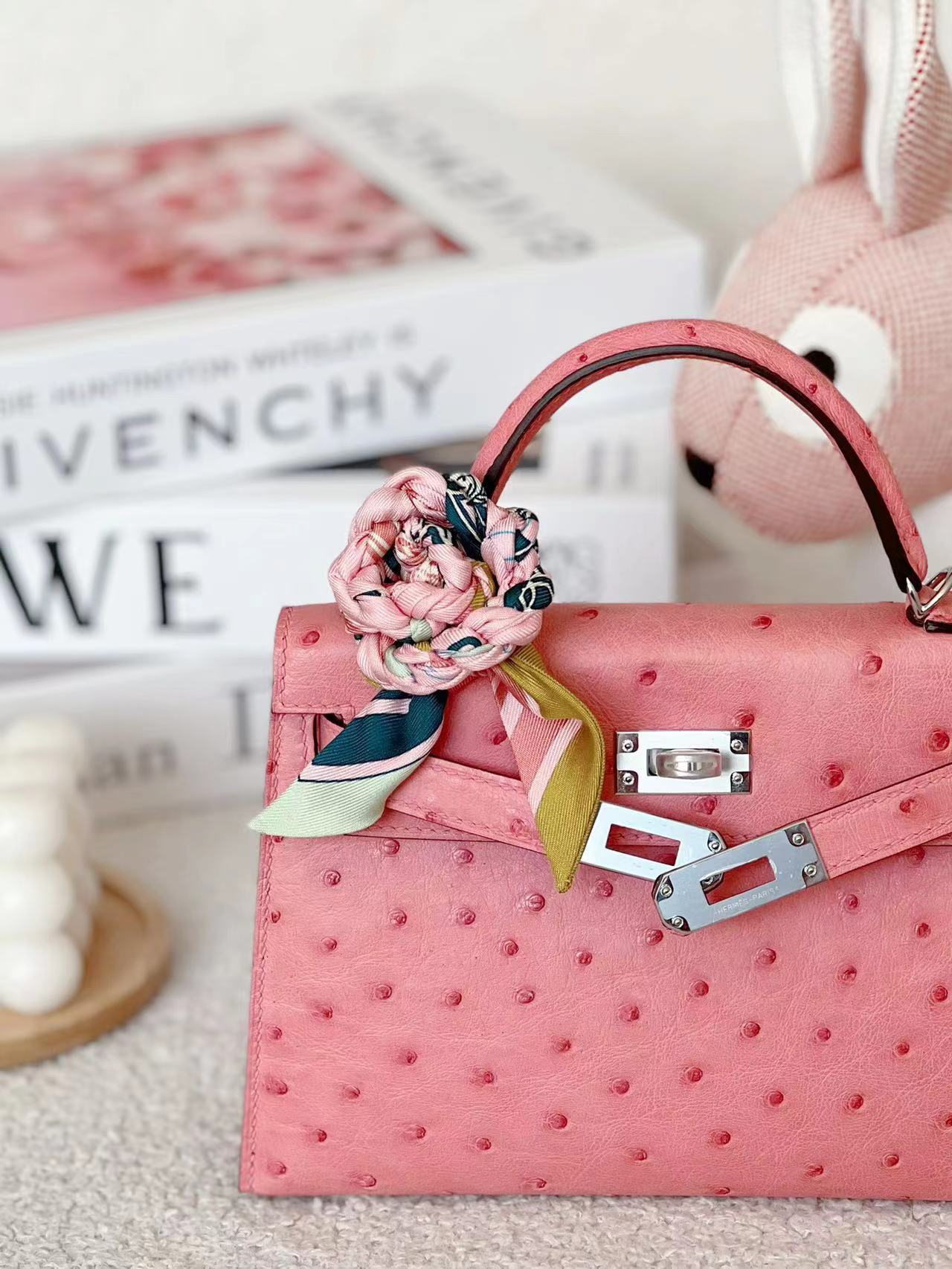 Hermes Kelly2 Mini 19 South African ostrich skin