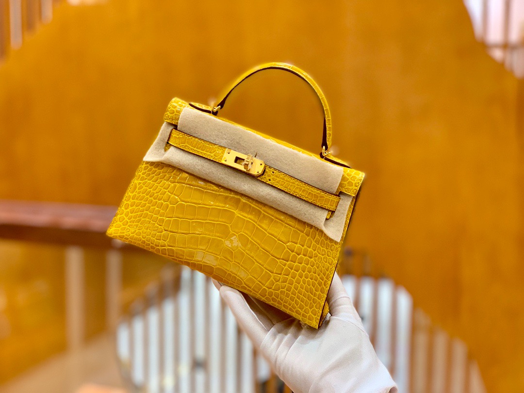 Hermes Kelly1 Mini 19 crocodile skin
