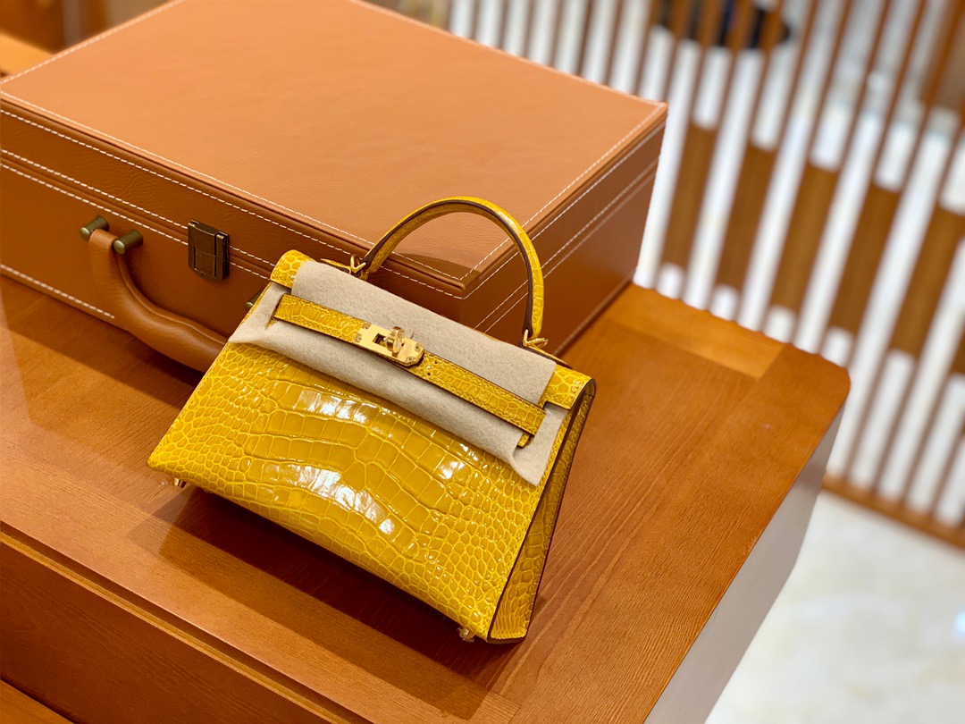 Hermes Kelly1 Mini 19 crocodile skin