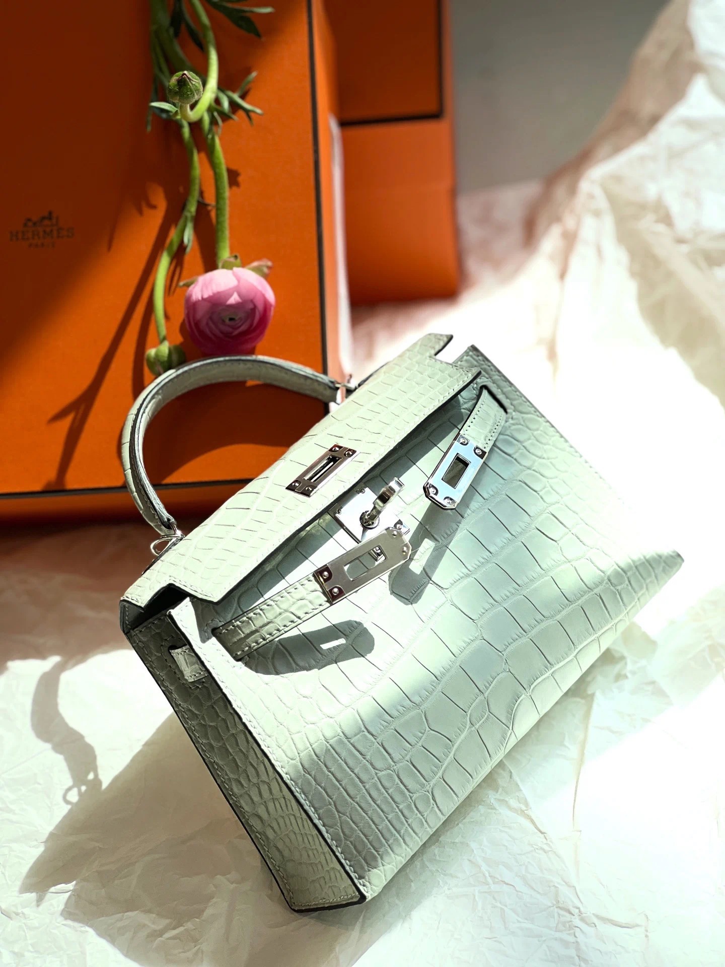 Hermes Kelly2 Mini 19 crocodile skin