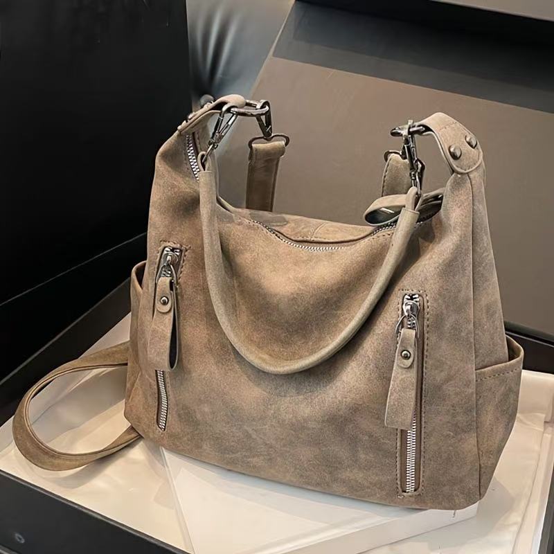 Large Capacity Women's New Crossbody Bag with Textured Design, Minimalist Style for College Students, Single Shoulder Commuting Tote Bag