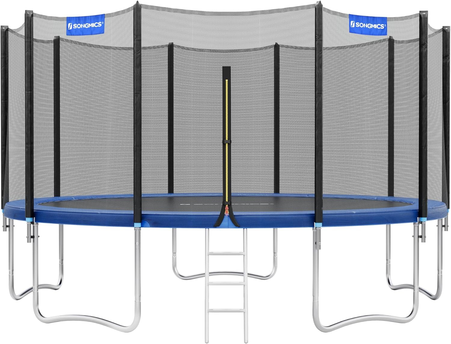 SONGMICS Trampolin Outdoor Ø 427 cm. rundes Gartentrampolin mit Randabdeckung. mit Sicherheitsnetz. mit Leiter und gepolsterten Stangen