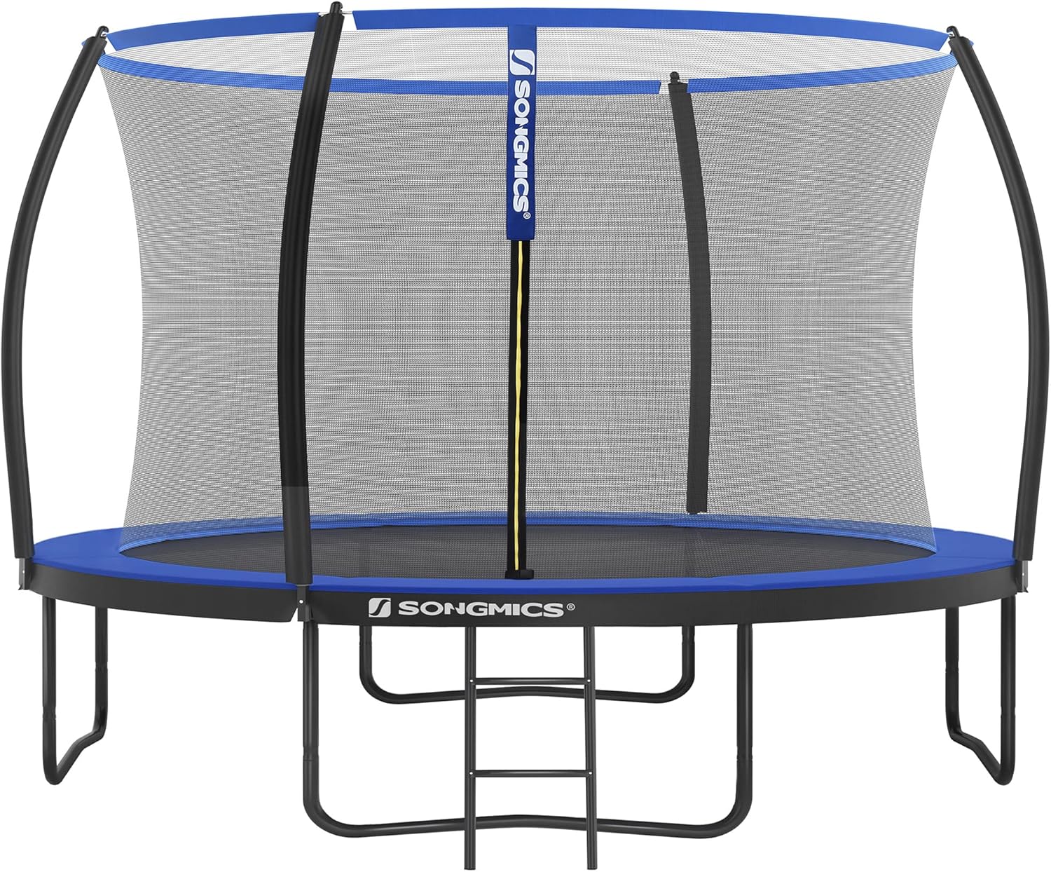 SONGMICS Trampolin Outdoor Ø 366 cm. rundes Gartentrampolin für Kinder mit Sicherheitsnetz. Randabdeckung. Leiter und gepolsterten Stangen