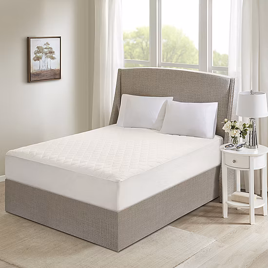 Beautyrest Cotton Deep Pocket Heated Mattress Pad-20 Heat Settings Deep Pocket Mattress Pad