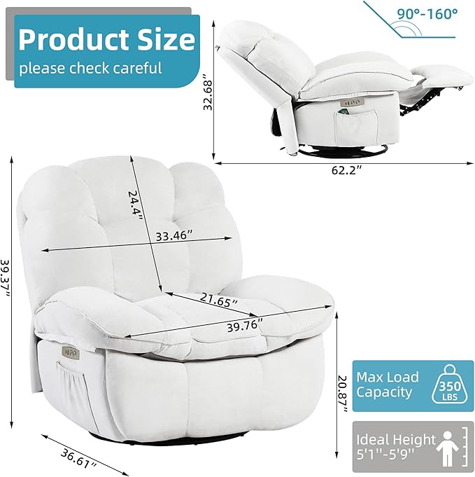 💥🎁Clearance sale last day$38.99 Buy 2 Get 1 Free! 🎁🔥Smart Power Recliner Chair, Massage Chair Recliner with Heated