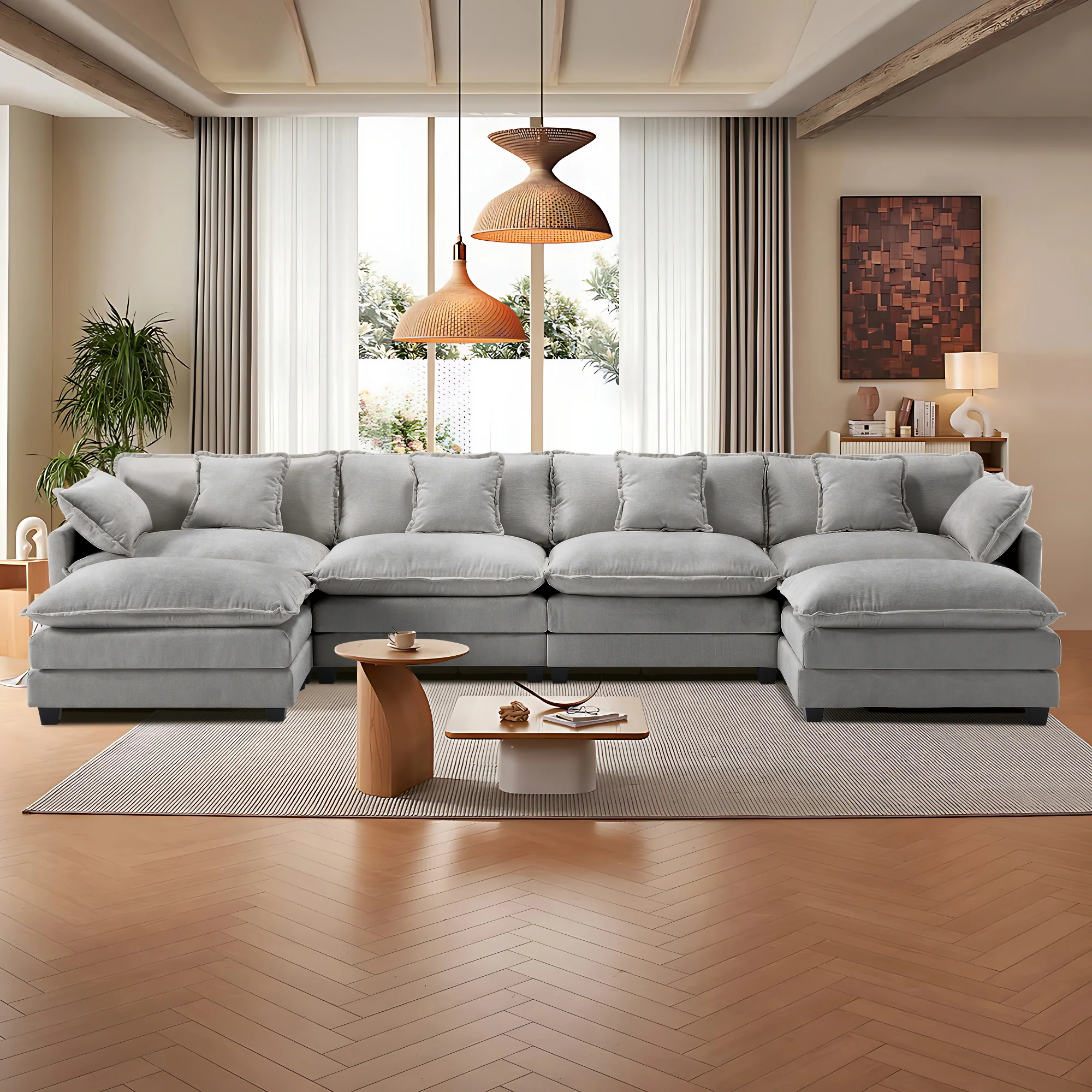 🎉( CLEARANCE SALE ) 🎉✨149.2 Inch Cloudy Luxury Thickened Cushion Modular Sofa (4 Colors)
