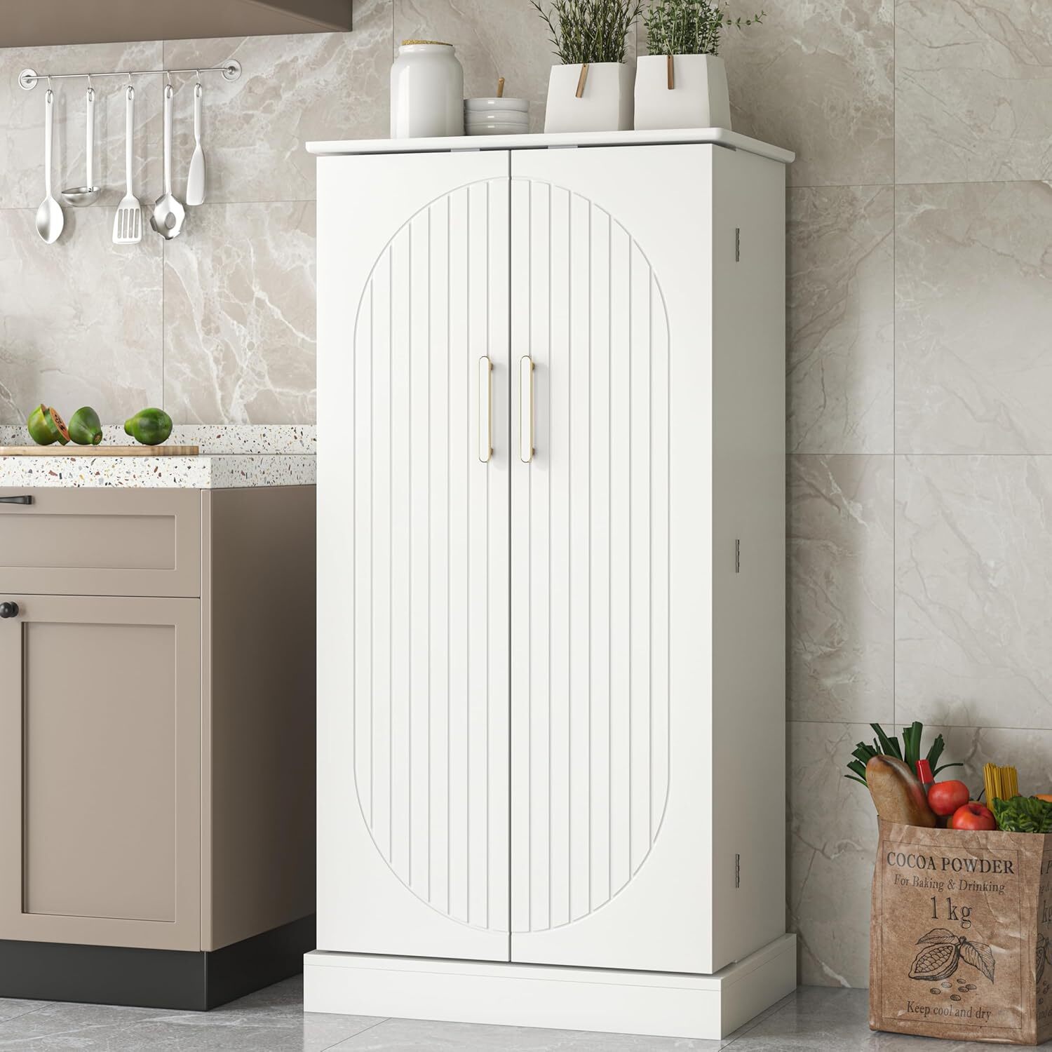 🎁 Mother's Day Exclusive🎁🔥 47” Kitchen Pantry Cabinet with LED
