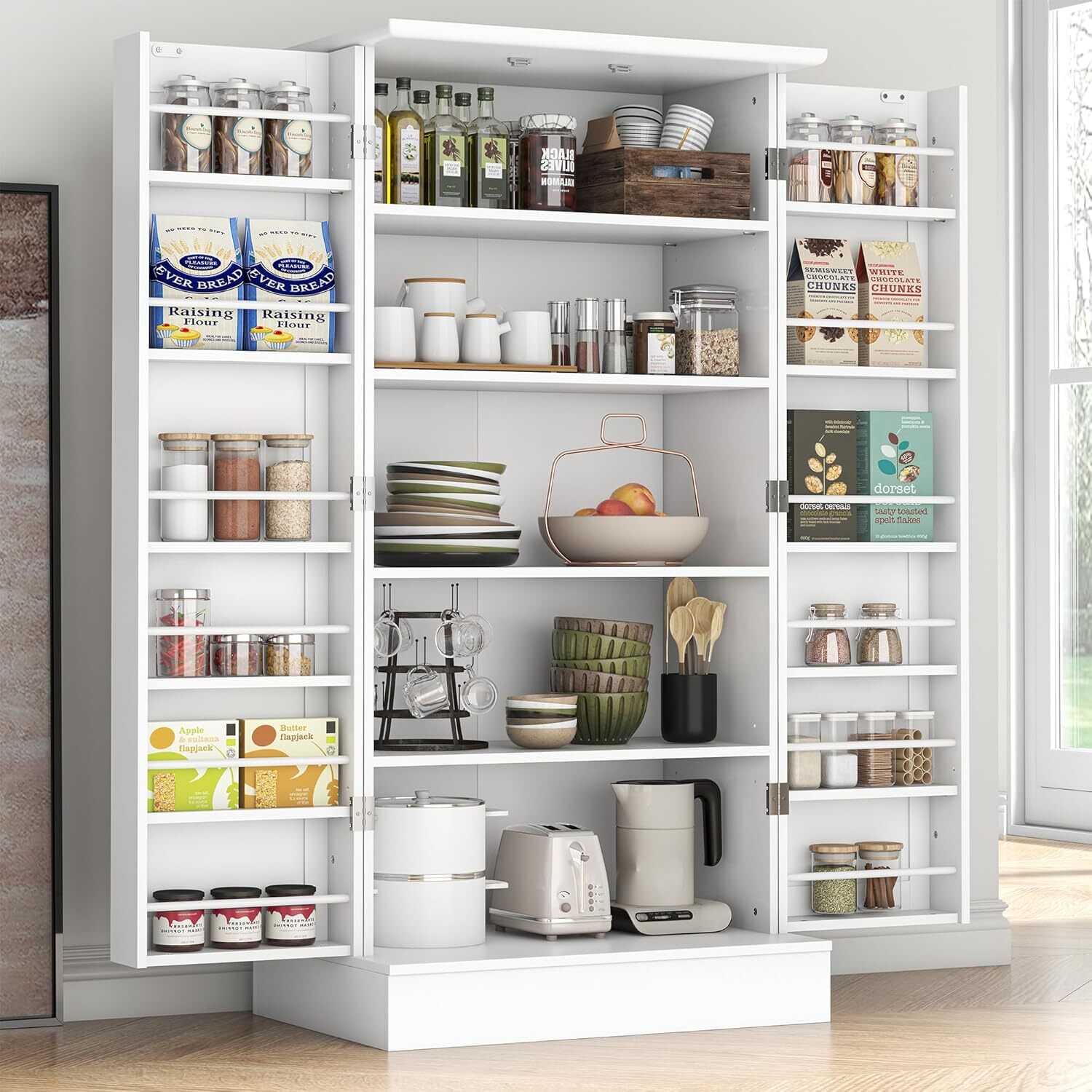 🎁 Mother's Day Exclusive🎁🔥 47” Kitchen Pantry Cabinet with LED