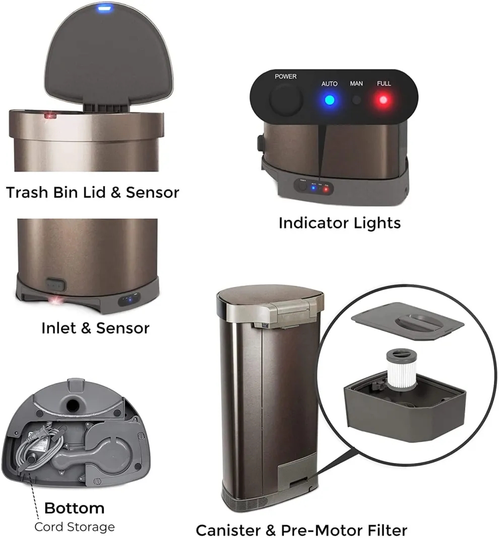 💥 Clearance sale last day$32.99!🎁⏰The only Trash Bin with a built in touchless vacuum