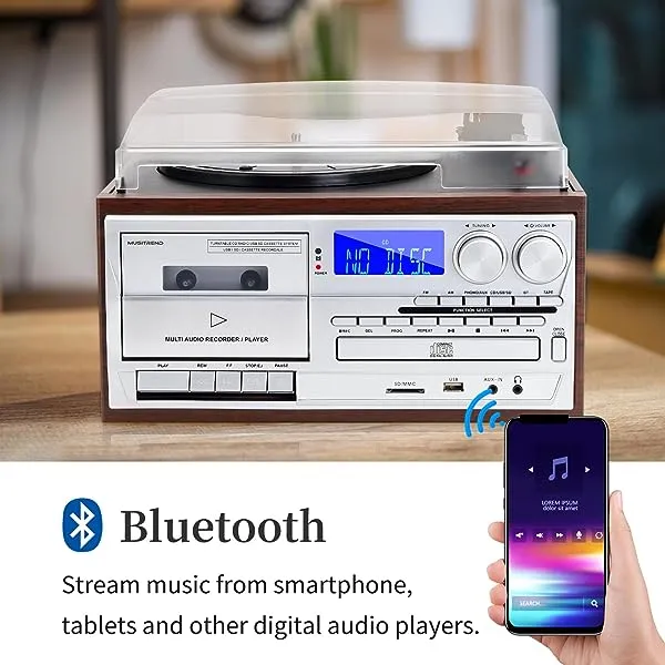 🎉( CLEARANCE SALE ) 🎉✨9 in 1 Turntable 3 Speed Vinyl Record Player