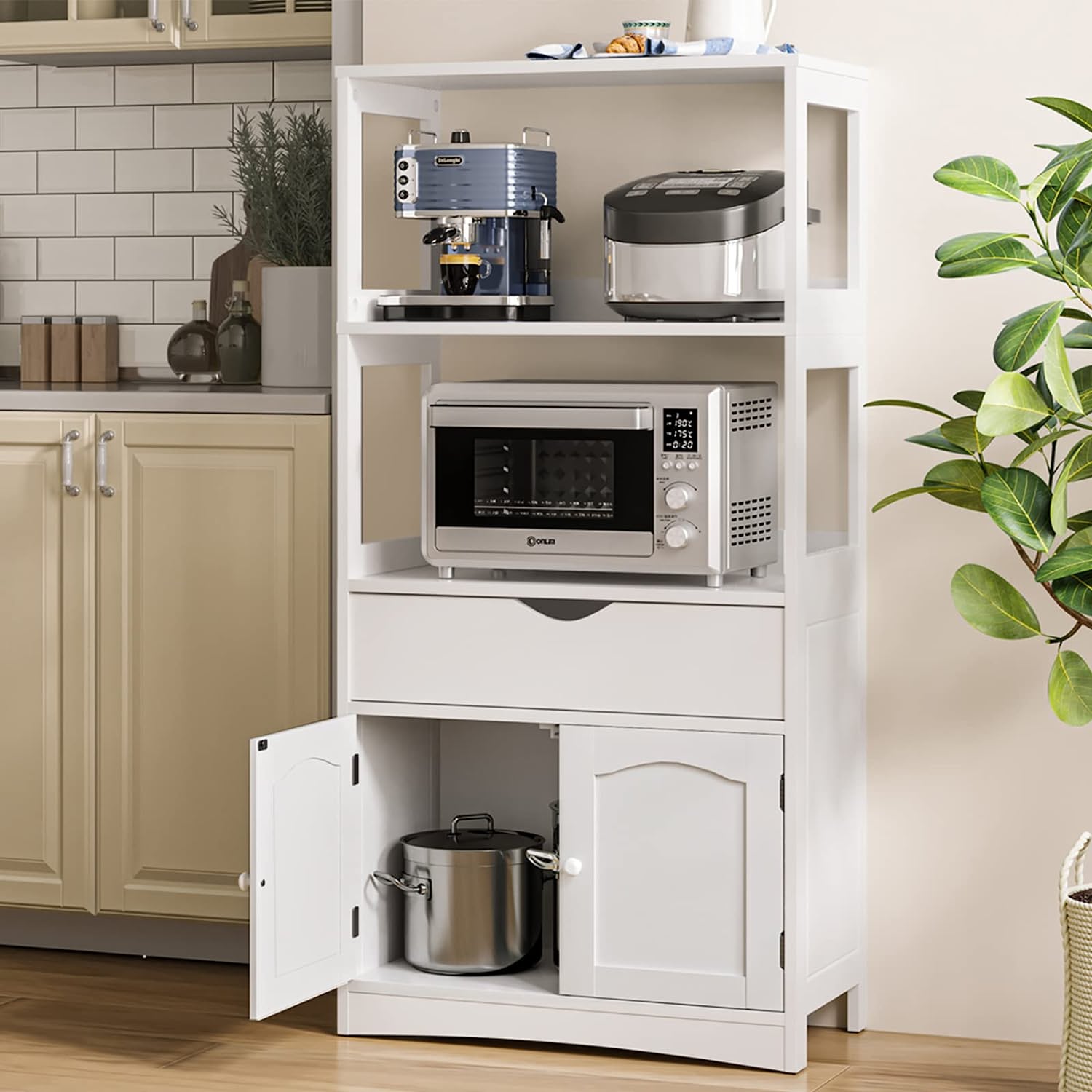 Sideboard Storage Cabinet with 2 Open Shelves