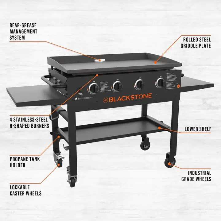 Blackstone 4-Burner 36′′ Griddle Cooking Station With Side Shelves