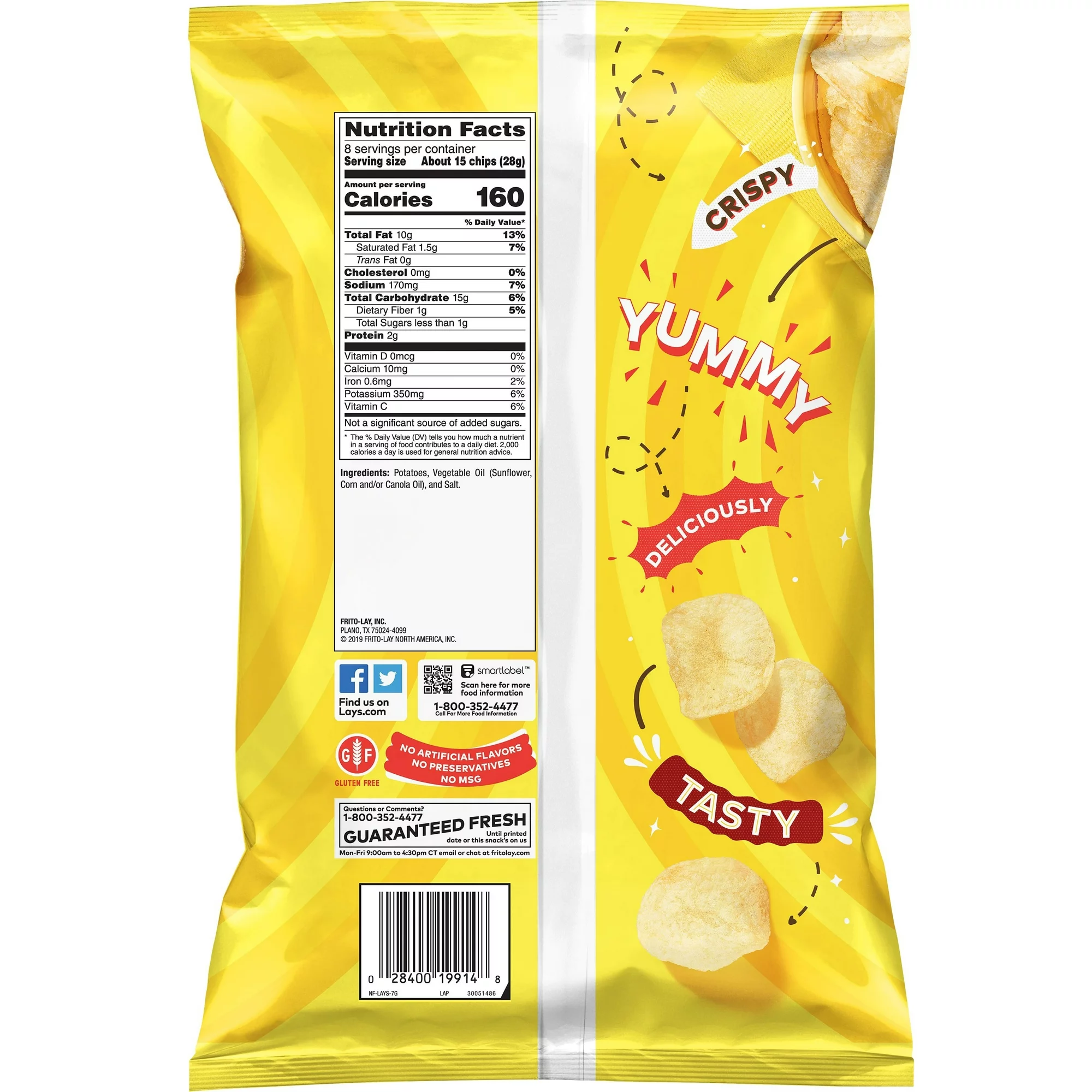 Lay's Potato Chips, Classic, 8 oz Bag