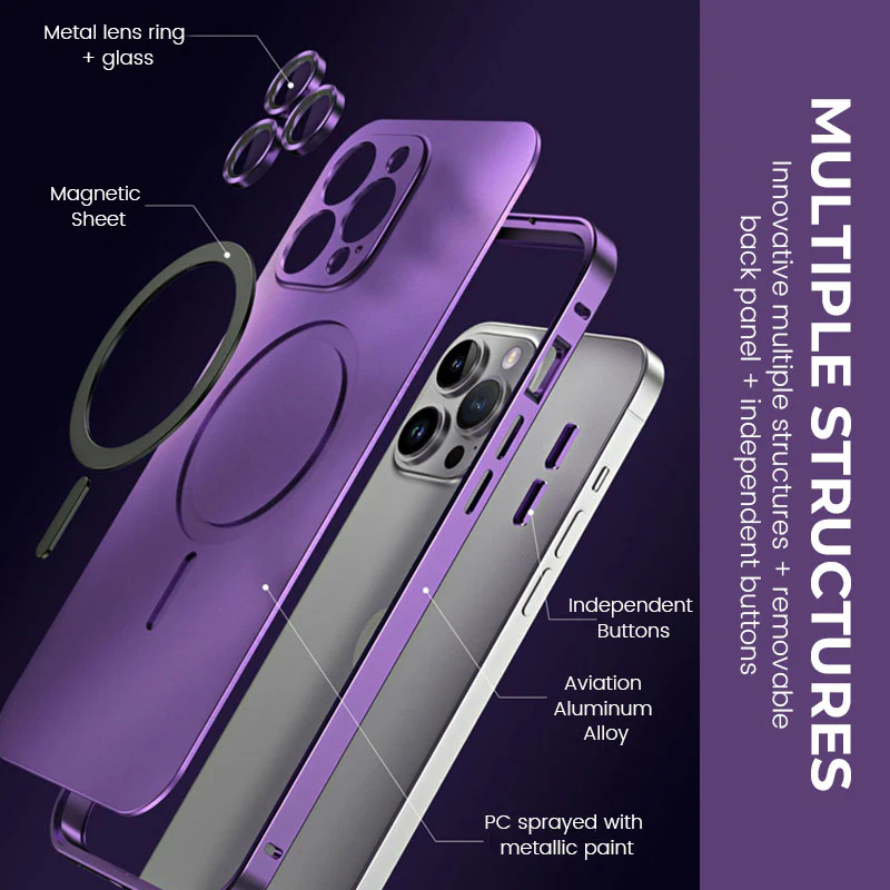 Magnetic Metal Snap-On Case For iPhone