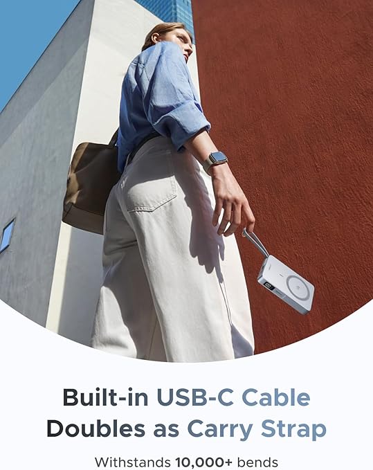 UGREEN MagFlow 10,000mAh Power Bank, Qi2 25W Certified Wireless Charging, Magnetic Portable Charger for MagSafe with Built-in Cable, 30W USB-C Battery Pack for iPhone17 Pro Max/16/15/14/13/12