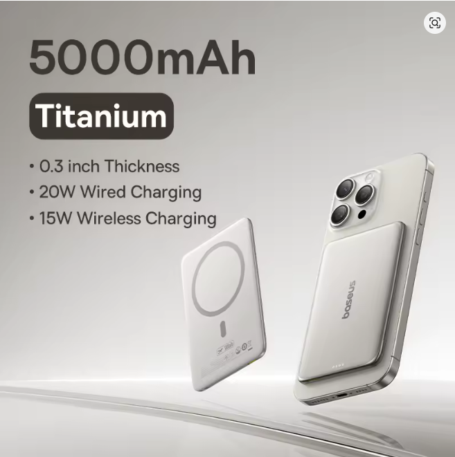 Baseus 5000mAh Magnetic Power Bank 15W Wireless 20W Wired Charging Thin Card-Sized Slim Portable Powerbank for iPhone  Samsung