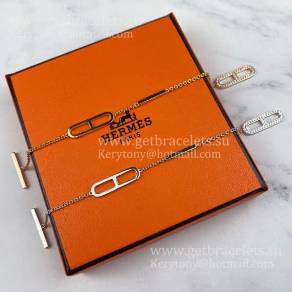 Hermes Ever Chaine D’Ancre Chain Bracelet With Diamonds White Gold/Pink Gold 2021 Fashion