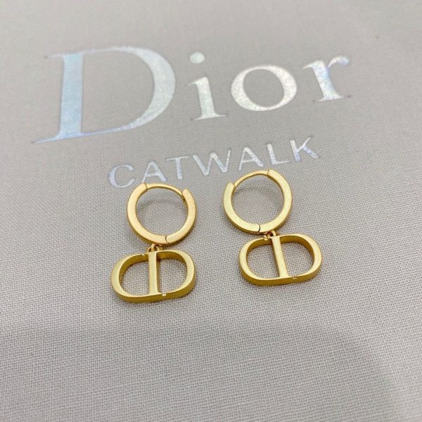 Replica Christian Dior Yellow Gold Plated Classic Petit CD Logo Pendant Females Hoop Earrings High End Jewellery For Sale