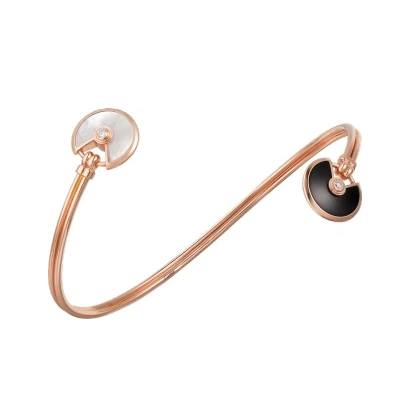 Copy Cartier Amulette de Cartier Bracelet Pink Gold Onyx White Mother-of Pearl Diamond