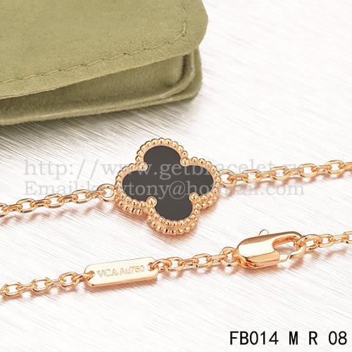 Van Cleef & Arpels Sweet Alhambra Bracelet Pink Gold With Black Onyx Mother Of Pearl