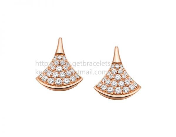 DIVAS’ Dream Rose Gold Stud Earrings with Pave Diamonds