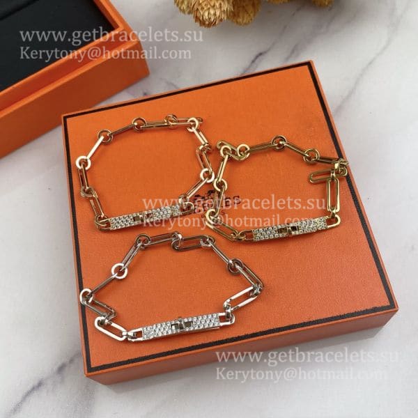Hermes Women Kelly Chaine Bracelet With Diamonds Silver/Yellow Gold/Rose Gold Hot Selling Jewellery Online