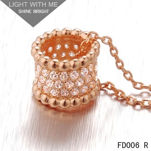 Van Cleef Arpels Pink Gold Perlee Pendant with Diamonds 5 Rows