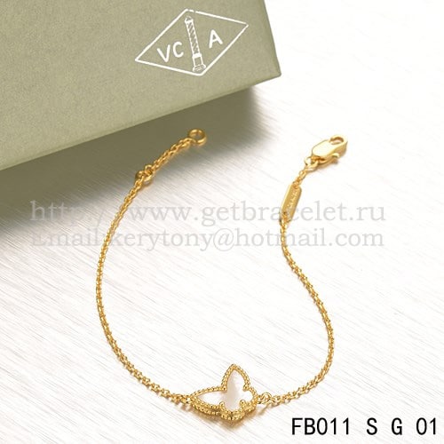 Van Cleef & Arpels Sweet Alhambra Butterfly Bracelet Yellow Gold With White Mother Of Pearl