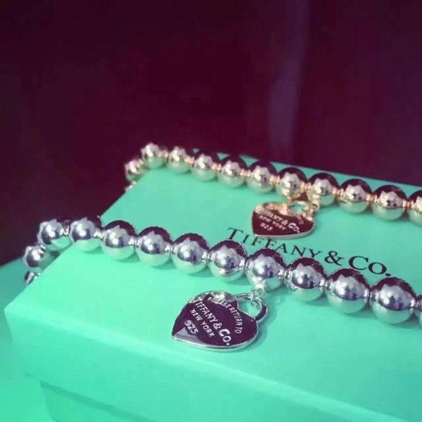 Return To Tiffany Copy Bead Bracelet Classic Sterling Silver Heart Pendant For Girls GRP08671