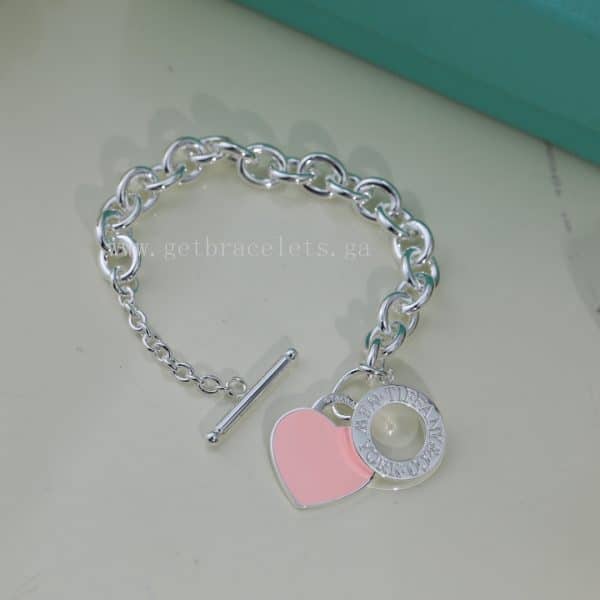 Return to Tiffany Heart Tag Toggle Bracelet in Silver Blue/Pink/Red