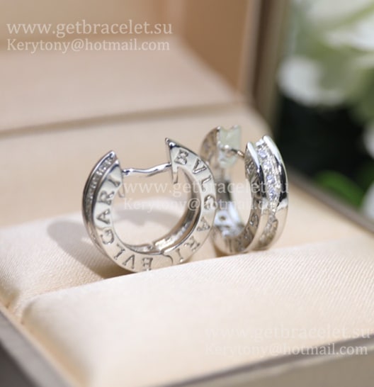 B.zero1 Small White Gold and Pave Diamond Hoop Earrings
