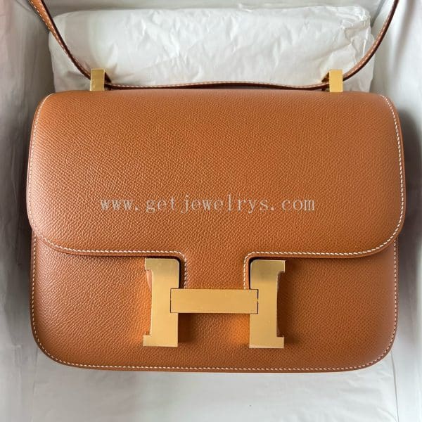 Handmade Hermes Constance 24cm In Epsom Calfskin Clemence With Gold