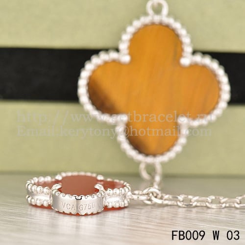Van Cleef & Arpels Magic Alhambra Bracelet 5 Motifs White Gold With Tiger’s Eye Carnelian