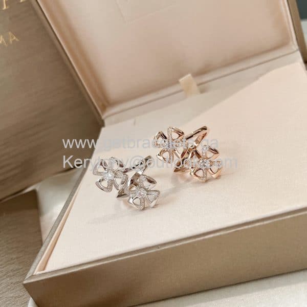 Fiorever Ring with Two Diamonds and Pave Diamonds Rose Gold and White Gold AAA Quality Replica