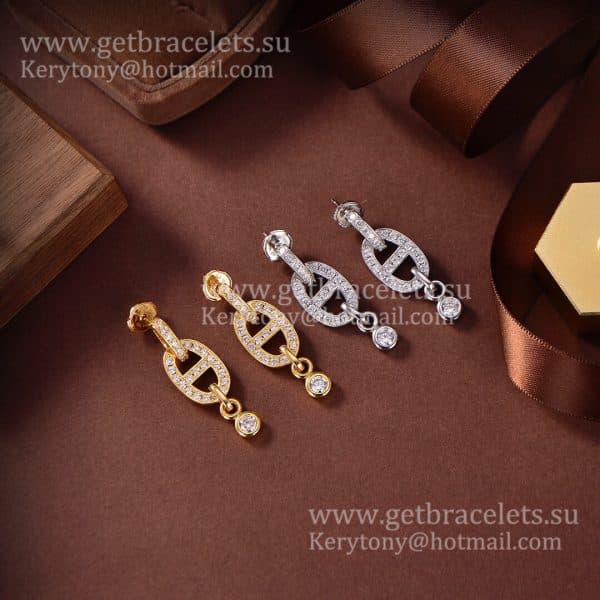 Good Reviews Hermes Chaine D’Ancre Enchainee Earrings With Diamonds Silver/Yellow Gold/Rose Gold