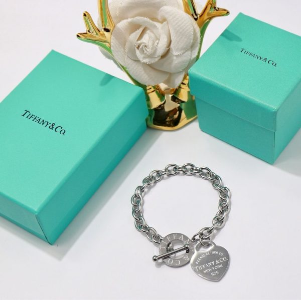 Tiffany Return To Classic New York Heart Pendant Thick Link Bracelet Silver/Yellow Gold/Rose Gold For Sale HK