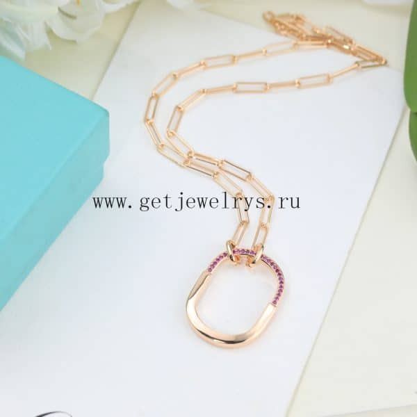 Tiffany Lock Pendant in Rose Gold with Pink Sapphires